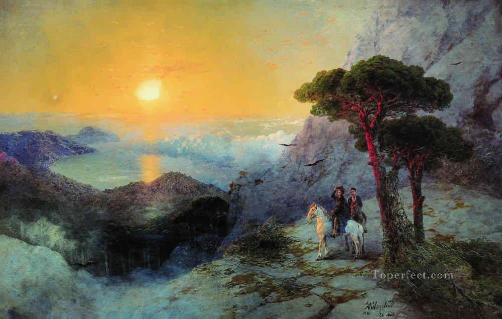 pushkin at the top of the ai petri mountain at sunriseIvan Aivazovsky Oil Paintings